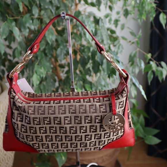 Fendi Zucco With Red Leather Trim - Picture 6 of 14